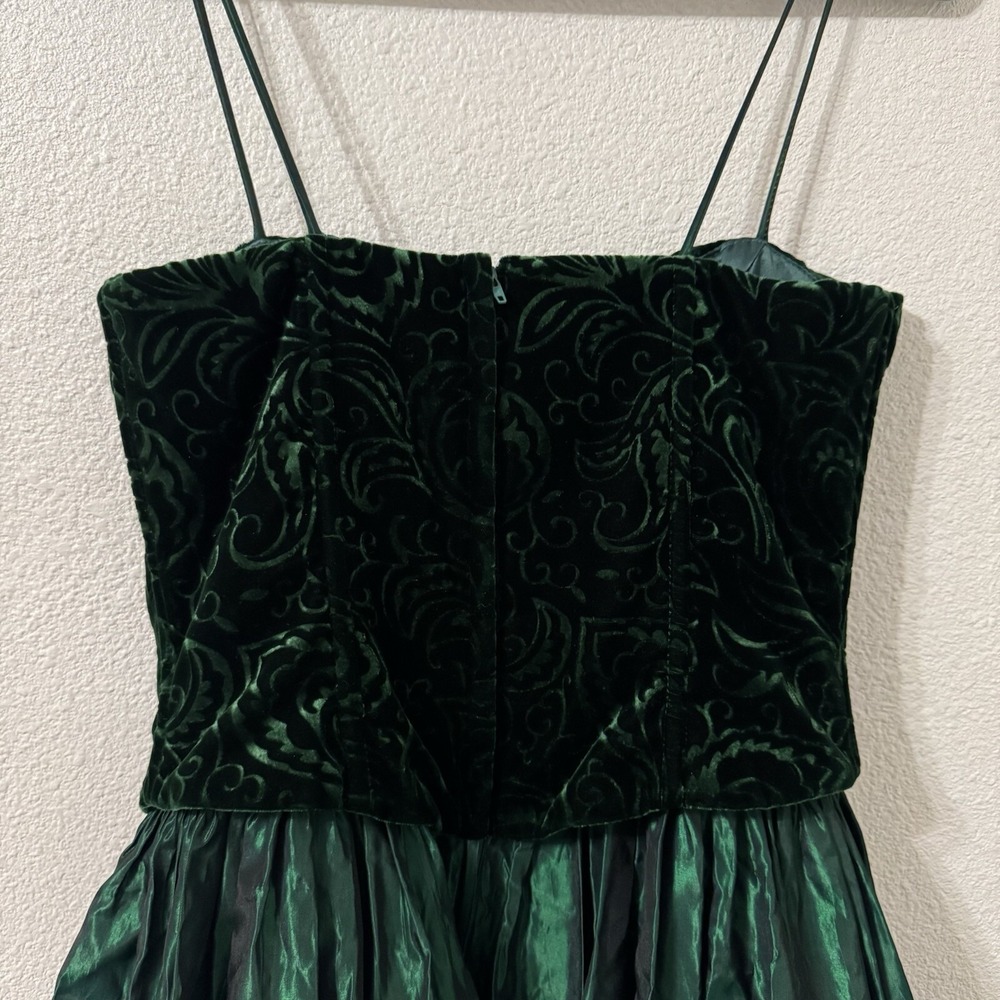 VTG Y2K Cache Jessica McClintock Gown Sz 6 Emerald Green Velvet Corset Prom Ball - Picture 6 of 10